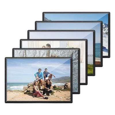 Black Magnetic Picture Frame Rectangle/Square Refrigerator 10 Picture Capacity